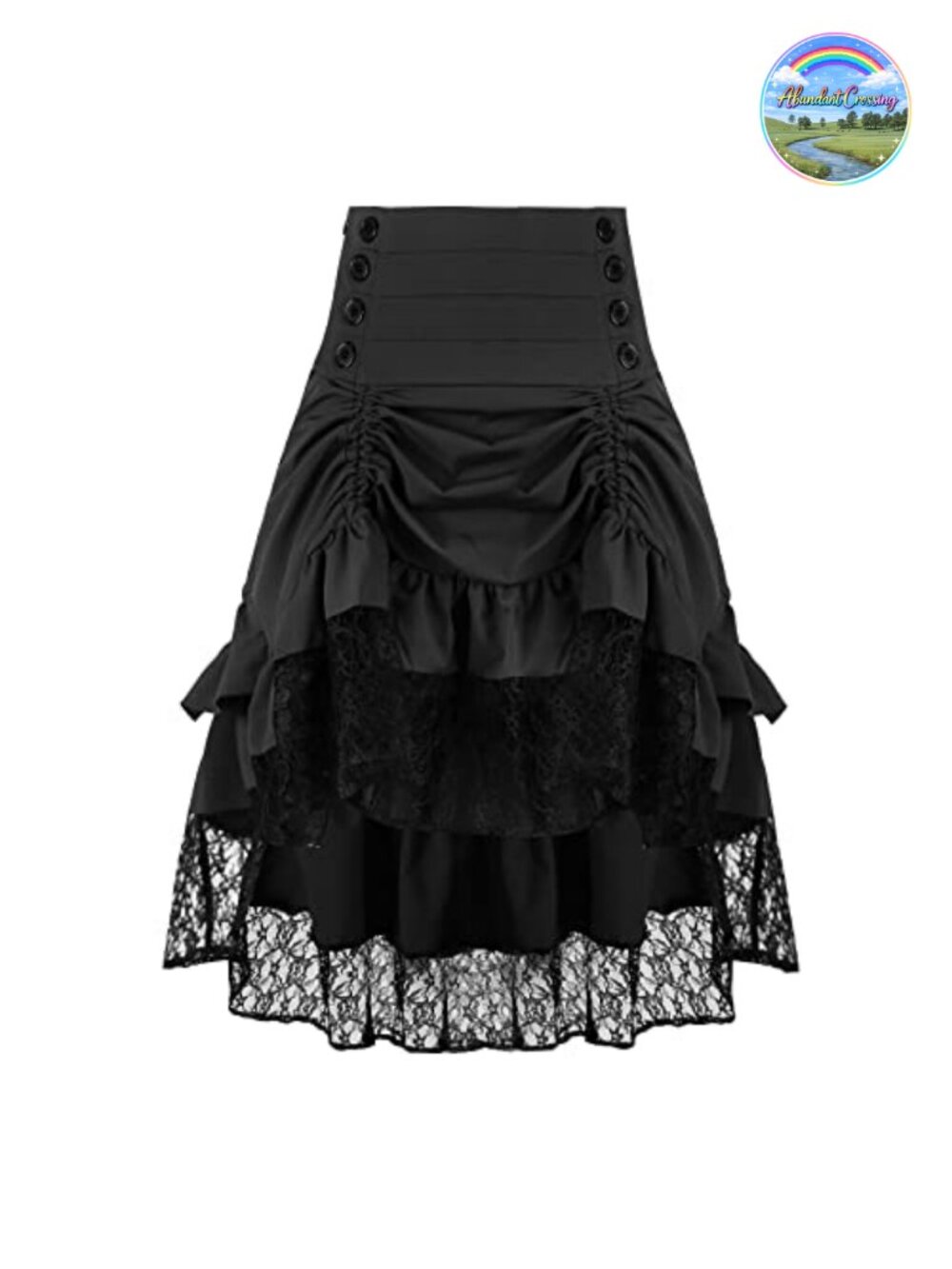 Steampunk Gothic High Low Ruffled Skirt Pirate Victorian Midi